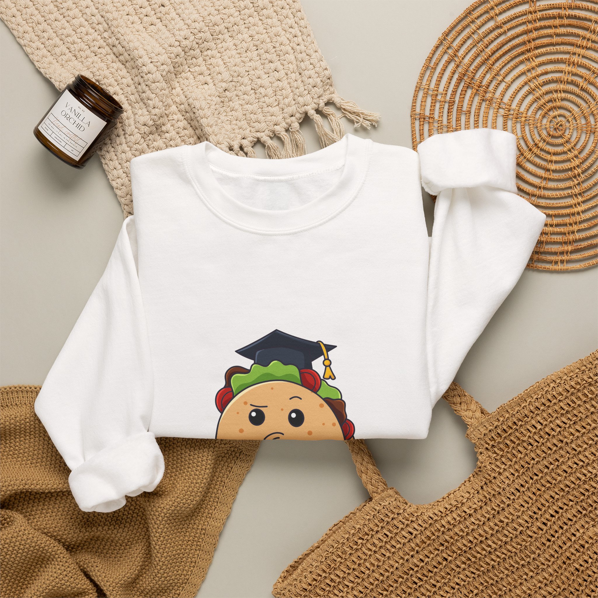 Graduation Taco Crewneck Sweatshirt – Cute Grad Taco Graphic - Image 4