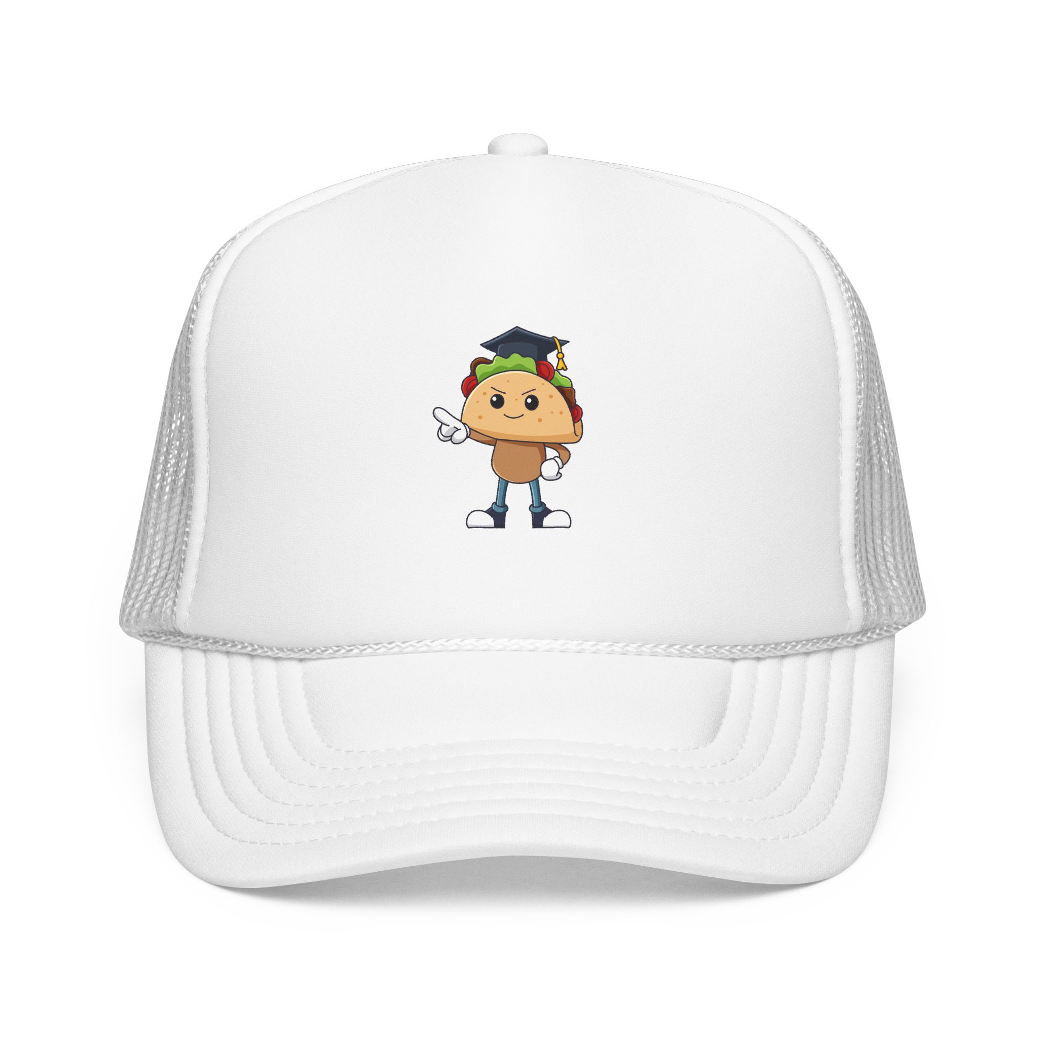 Taco Character Trucker Hat — Cute Dabbing Taco Foam Trucker Cap - Image 5