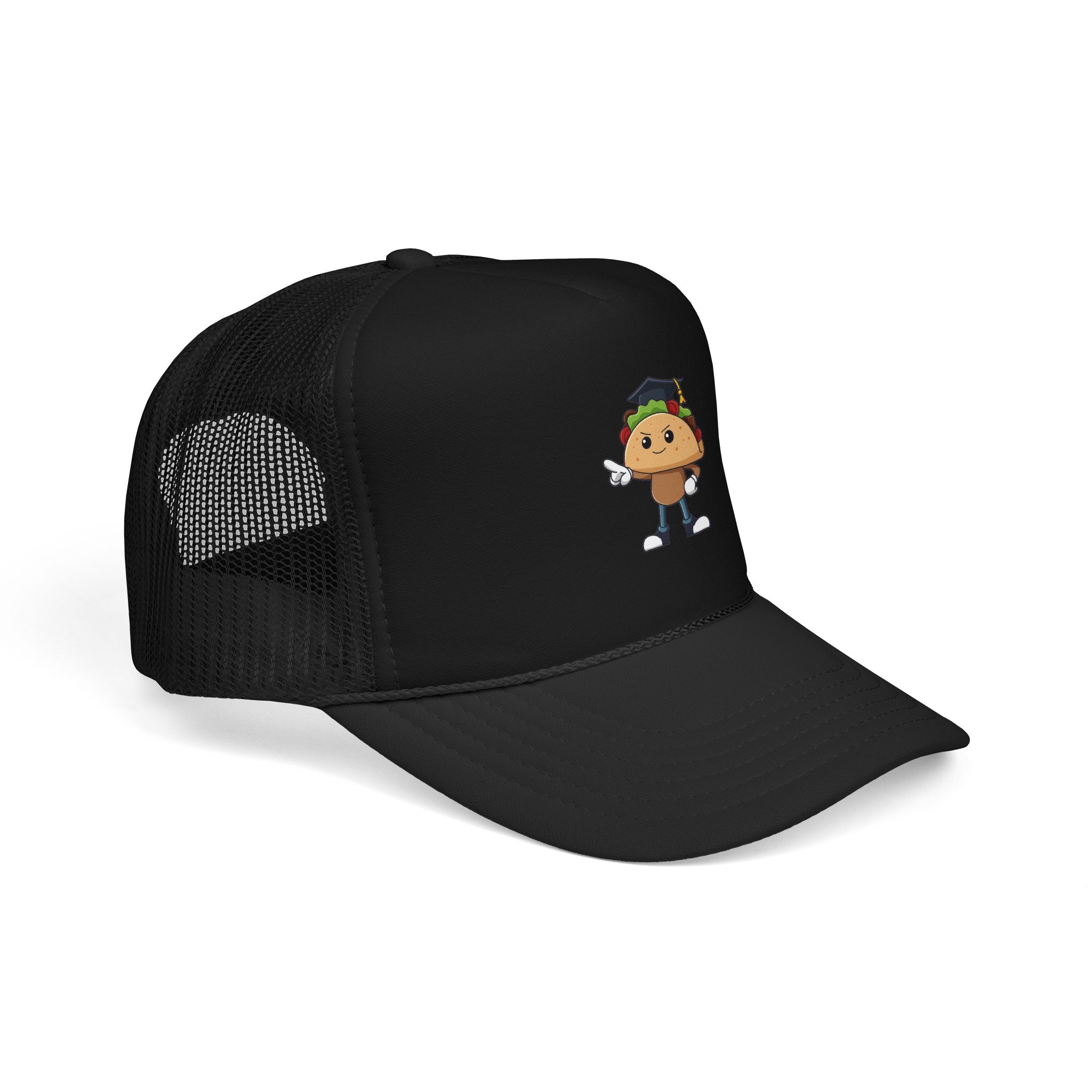 Taco Character Trucker Hat — Cute Dabbing Taco Foam Trucker Cap - Image 2