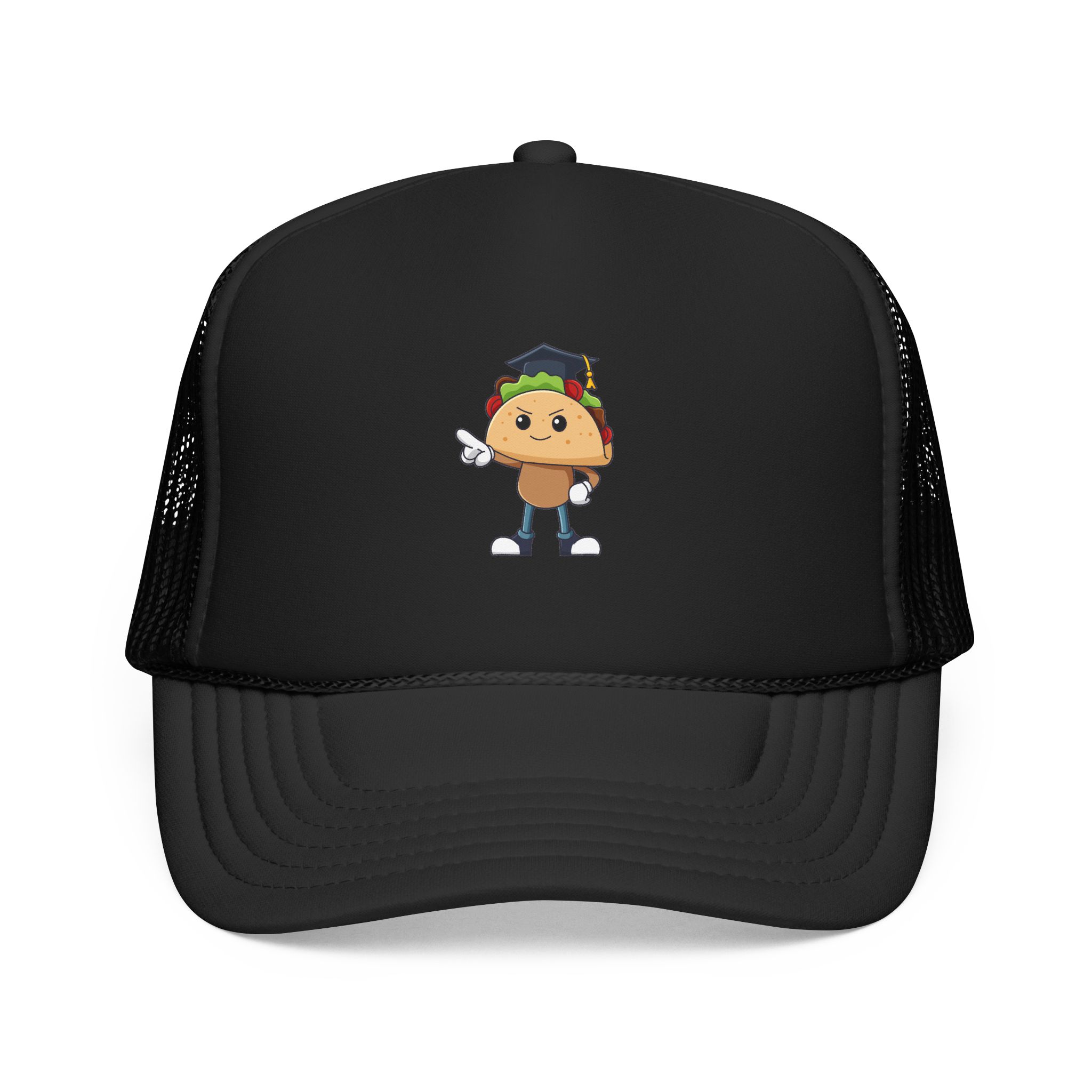 Taco Character Trucker Hat — Cute Dabbing Taco Foam Trucker Cap